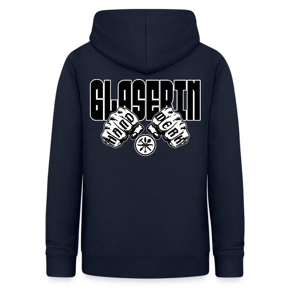 Frauen Hoodie "Glaserin" (beidseitig beruckt) Navy Frauen Hoodie