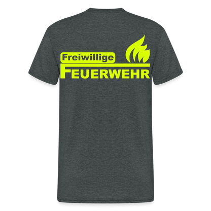 Unisex T-Shirt "Feuerwehr 2" beidseitig bedruckt - Dunkelgrau meliert
