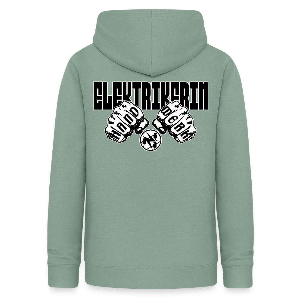 Frauen Hoodie "Elektrikerin" (beidseitig beruckt) Graugrün Frauen Hoodie