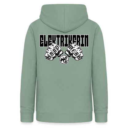 Frauen Hoodie "Elektrikerin" (beidseitig beruckt) Graugrün Frauen Hoodie
