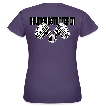 Frauen T-Shirt "Raumausstatterin" (beidseitig bedruckt) Dunkellila Frauen T-Shirt