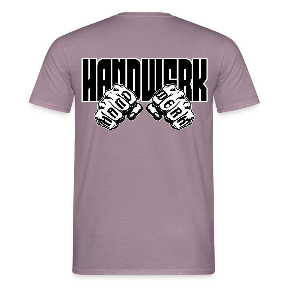 Unisex T-Shirt "Handwerk" (beidseitig bedruckt) Lilagrau Männer T-Shirt