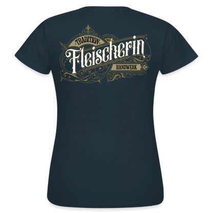 Niedliches Frauen T-Shirt "Fleischerin" von Spreadconnect mit nostalgischem Aufdruck, weiches Baumwollmaterial, entspannter Sitz.