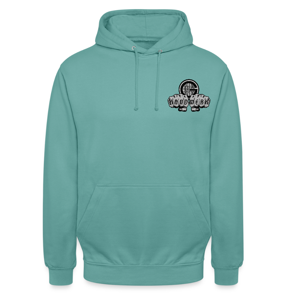 Unisex  Hoodie "Gerüstbauer" beidseitig bedruckt - Pastelltürkis
