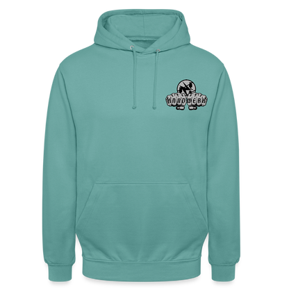 Unisex Hoodie "Elektriker" beidseitig bedruckt Pastelltürkis Unisex Hoodie