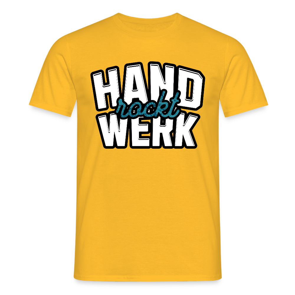 Unisex T-Shirt "Handwerk rockt" Gelb Männer T-Shirt