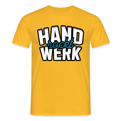 Unisex T-Shirt "Handwerk rockt" Gelb Männer T-Shirt