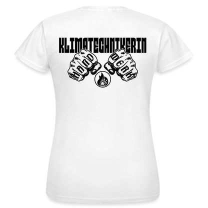 Frauen T-Shirt "Klimatechnikerin" (beidseitig bedruckt) - Weiß