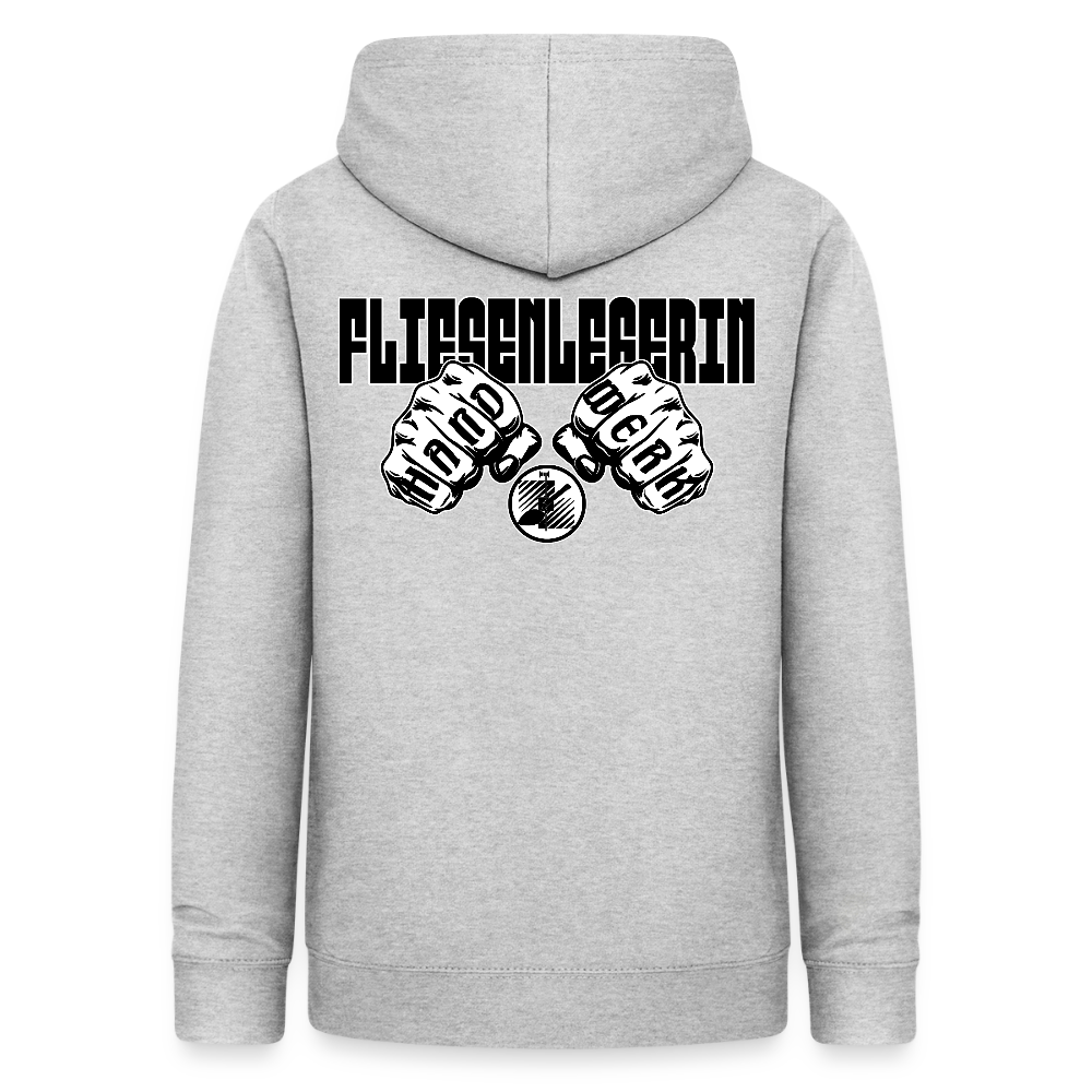 Frauen Hoodie "Fliesenlegerin" (beidseitig beruckt) Hellgrau meliert Frauen Hoodie