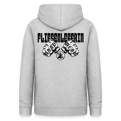 Frauen Hoodie "Fliesenlegerin" (beidseitig beruckt) Hellgrau meliert Frauen Hoodie