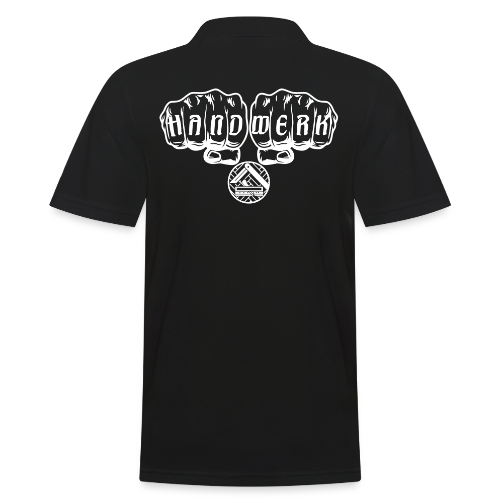 Männer Poloshirt "Parkettleger" (hinten bedruckt) Schwarz Männer Poloshirt