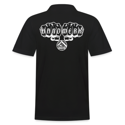 Männer Poloshirt "Parkettleger" (hinten bedruckt) Schwarz Männer Poloshirt