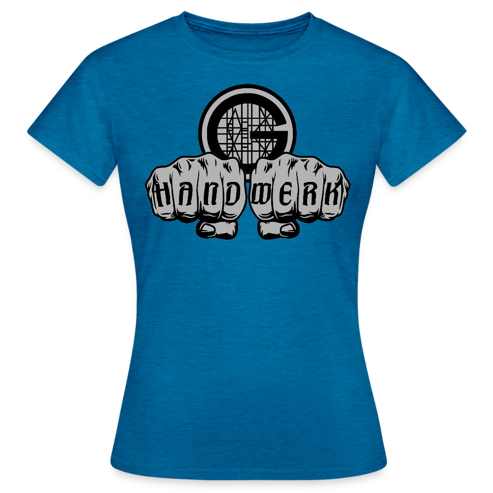 Frauen T-Shirt "Gerüstbauer" Antikblaues Saphir meliert Frauen T-Shirt