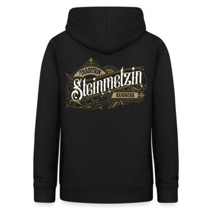 Frauen Hoodie "Steinmetzin" Nostalgie Handwerk Schwarz Frauen Hoodie
