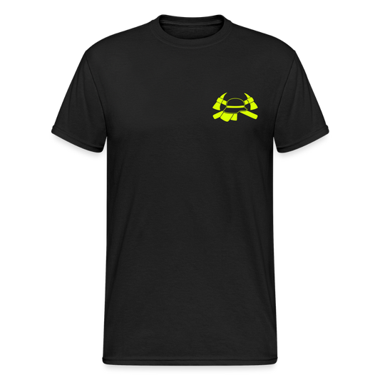 Unisex T-Shirt "Feuerwehr 1" beidseitig bedruckt - Schwarz