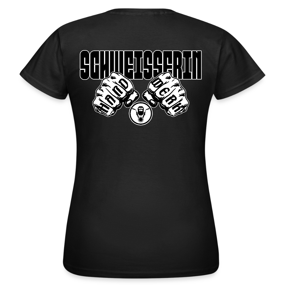 Frauen T-Shirt "Schweisserin" (beidseitig bedruckt) Schwarz Frauen T-Shirt