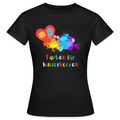 Frauen T-Shirt "Farben für Kinderherzen" Schwarz Frauen T-Shirt