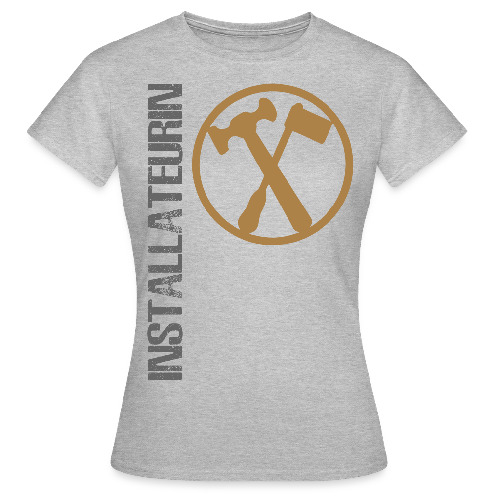 Frauen T-Shirt "Installateurin" Grau meliert Frauen T-Shirt