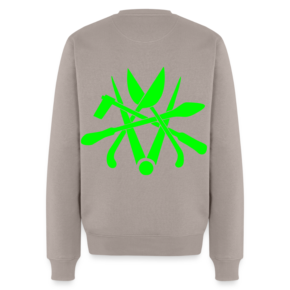Unisex Premium Pullover "Spengler" neongrün - Taupe