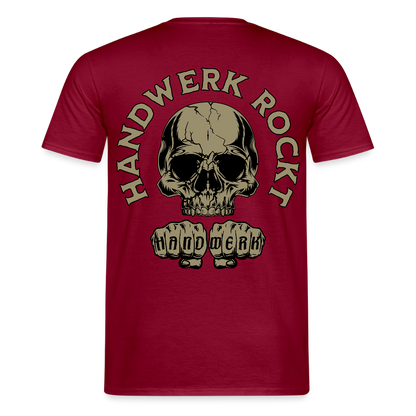 Unisex T-Shirt "Handwerk-Rockt" (beidseitig bedruckt) - Ziegelrot