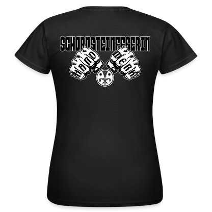 Frauen T-Shirt "Schornsteinfegerin" (beidseitig bedruckt) Schwarz Frauen T-Shirt