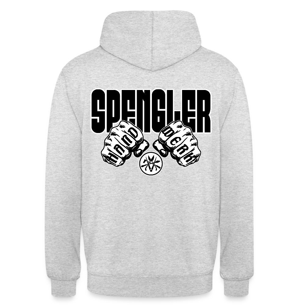 Unisex Hoodie "Spengler" (beidseitig bedruckt) - Hellgrau meliert