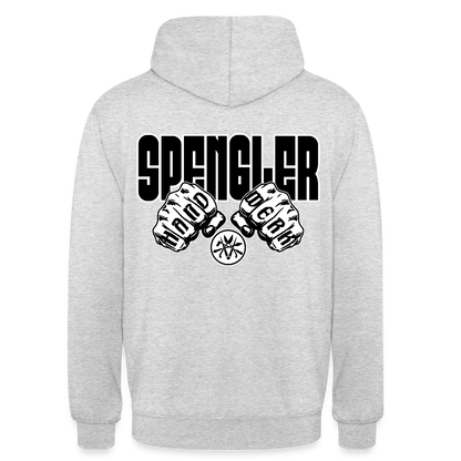 Unisex Hoodie "Spengler" (beidseitig bedruckt) - Hellgrau meliert