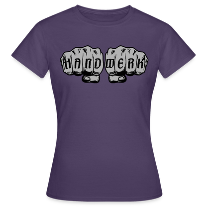 Frauen T-Shirt "Power-Handwerk" Dunkellila Frauen T-Shirt