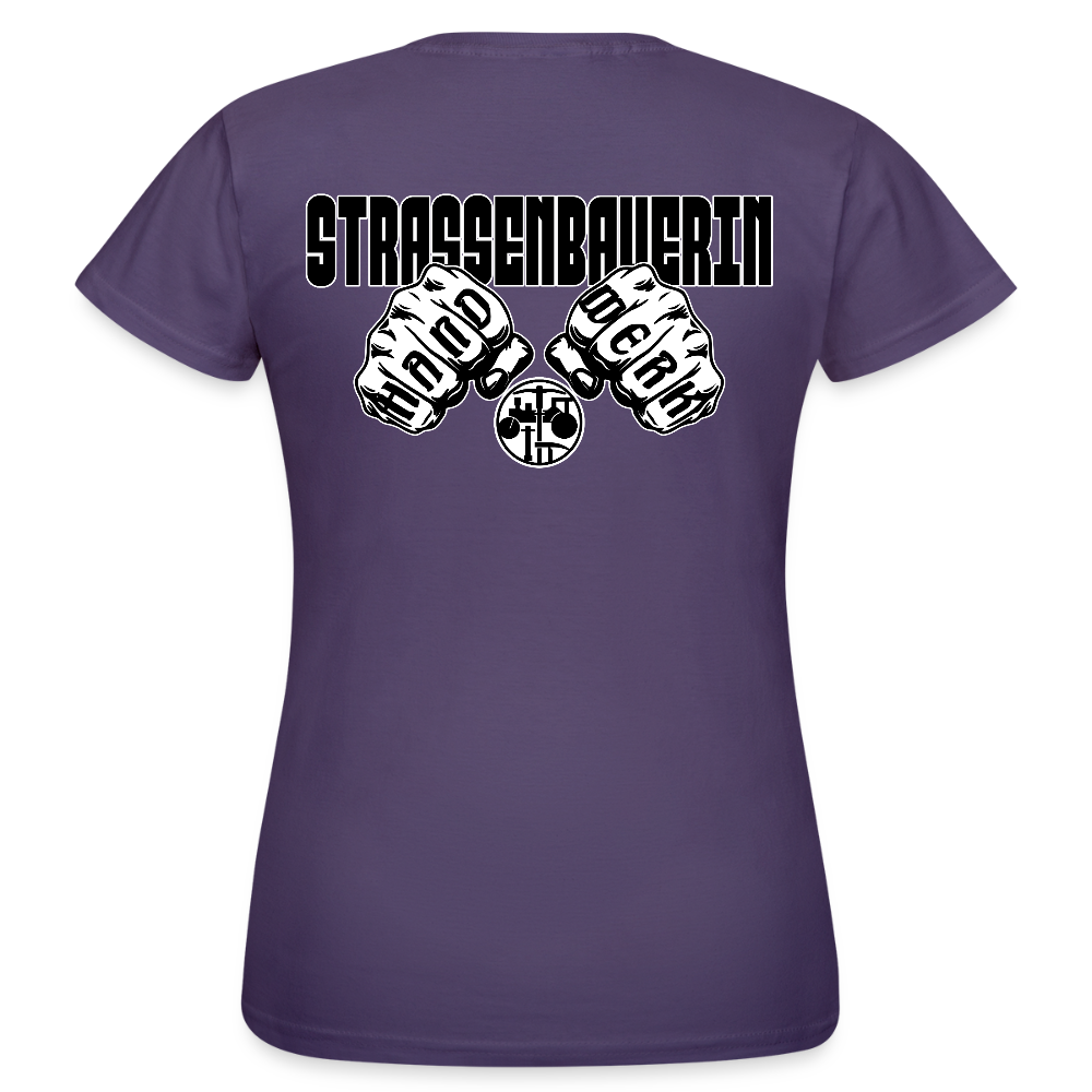 Frauen T-Shirt "Strassenbauerin" (beidseitig bedruckt) Dunkellila Frauen T-Shirt
