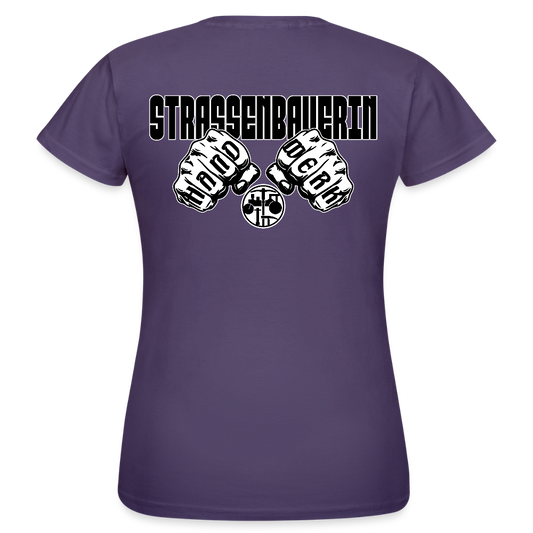 Frauen T-Shirt "Strassenbauerin" (beidseitig bedruckt) Dunkellila Frauen T-Shirt