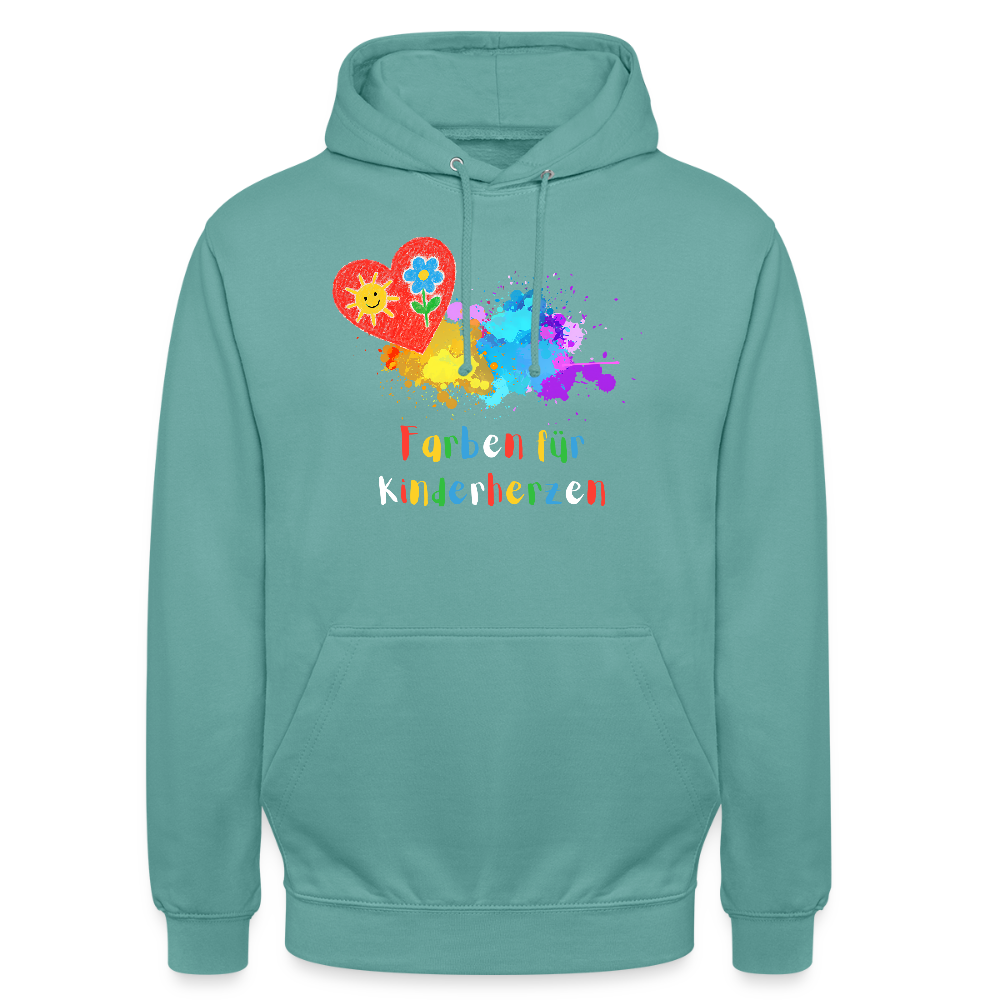 Unisex Hoodie "Farben für Kinderherzen" Pastelltürkis Unisex Hoodie