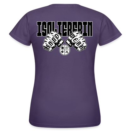 Frauen T-Shirt "Isoliererin" (beidseitig bedruckt) Dunkellila Frauen T-Shirt
