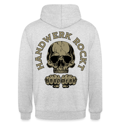 Unisex Hoodie "Handwerk-Rockt" (beidseitig bedruckt) - Hellgrau meliert
