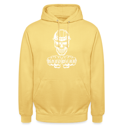 Unisex Hoodie "Skull-Helm-Handwerk" Zitronengelb Unisex Hoodie