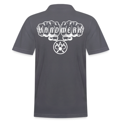 Männer Poloshirt "Drechsler" (hinten bedruckt) Anthrazit Männer Poloshirt