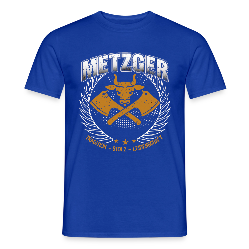 Unisex Metzger-T-Shirt von Spreadconnect, men’s T-Shirt mit traditionellem Design, zeigt die Vorderseite mit Druck und Logo.