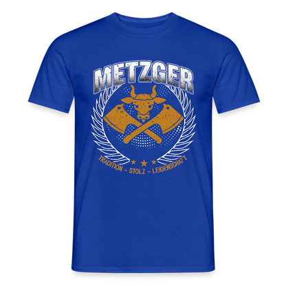Unisex Metzger-T-Shirt von Spreadconnect, men’s T-Shirt mit traditionellem Design, zeigt die Vorderseite mit Druck und Logo.