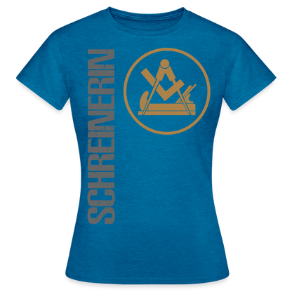Frauen T-Shirt "Schreinerin" Antikblaues Saphir meliert Frauen T-Shirt