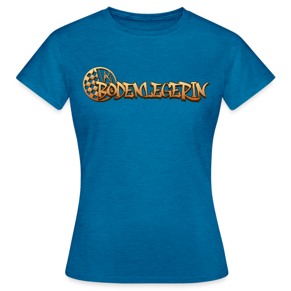 Frauen T-Shirt "Bodenlegerin" Antikblaues Saphir meliert Frauen T-Shirt
