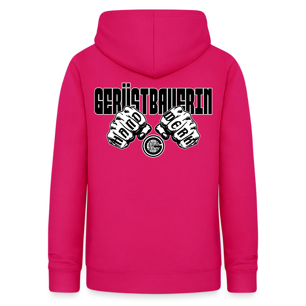 Frauen Hoodie "Gerüstbauerin" (beidseitig beruckt) - dunkles Pink