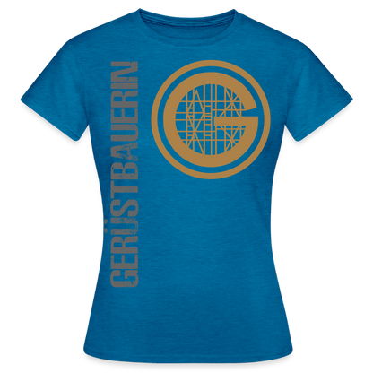 Frauen T-Shirt "Gerüstbauerin" Antikblaues Saphir meliert Frauen T-Shirt