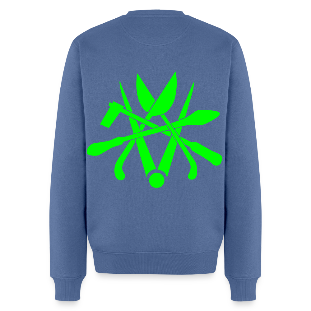 Unisex Premium Pullover "Spengler" neongrün - Taubenblau