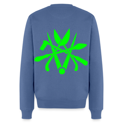 Unisex Premium Pullover "Spengler" neongrün - Taubenblau
