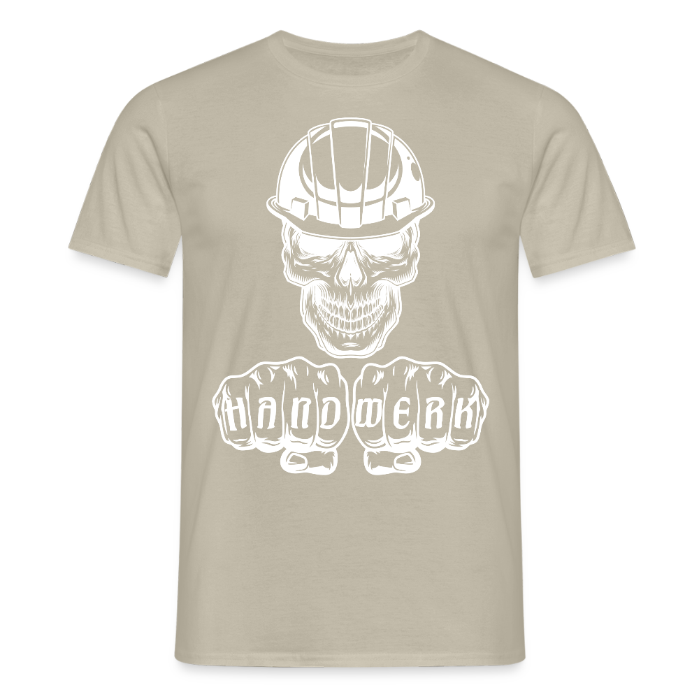 Unisex T-Shirt "Skull-Helm-Handwerk" Sandbeige Männer T-Shirt