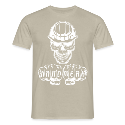 Unisex T-Shirt "Skull-Helm-Handwerk" Sandbeige Männer T-Shirt