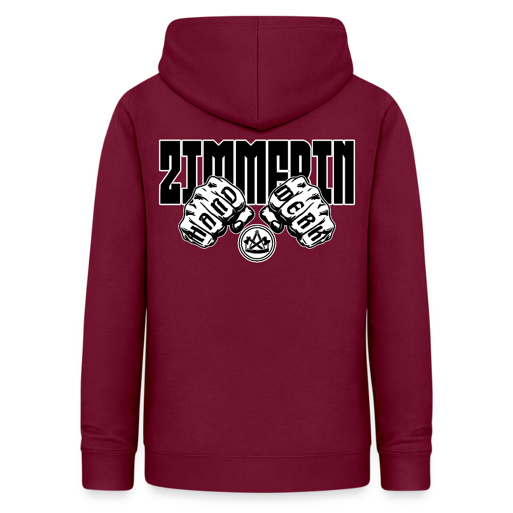 Frauen Hoodie "Zimmerin" (beidseitig beruckt) Bordeaux Frauen Hoodie