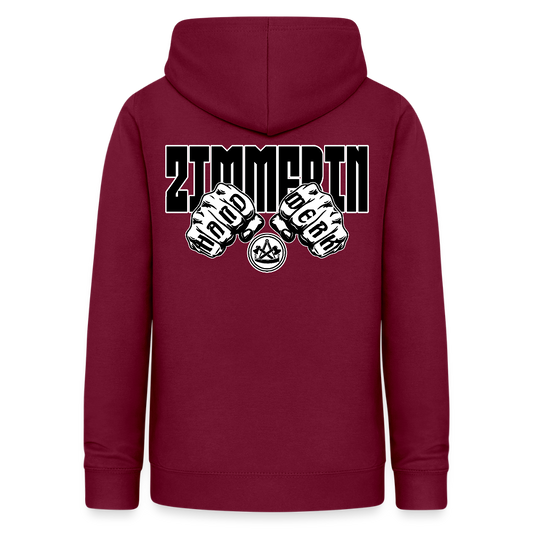 Frauen Hoodie "Zimmerin" (beidseitig beruckt) - Bordeaux