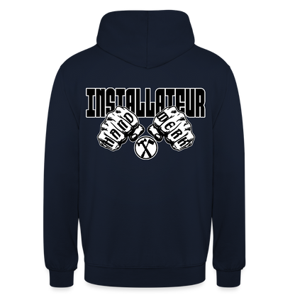Unisex Hoodie "Installateur" (beidseitig bedruckt) Navy Unisex Hoodie