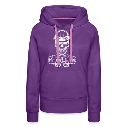 Frauen Premium Hoodie "Skull-Helm-Handwerk" Purple Frauen Premium Hoodie
