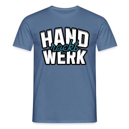 Unisex T-Shirt "Handwerk rockt" Taubenblau Männer T-Shirt